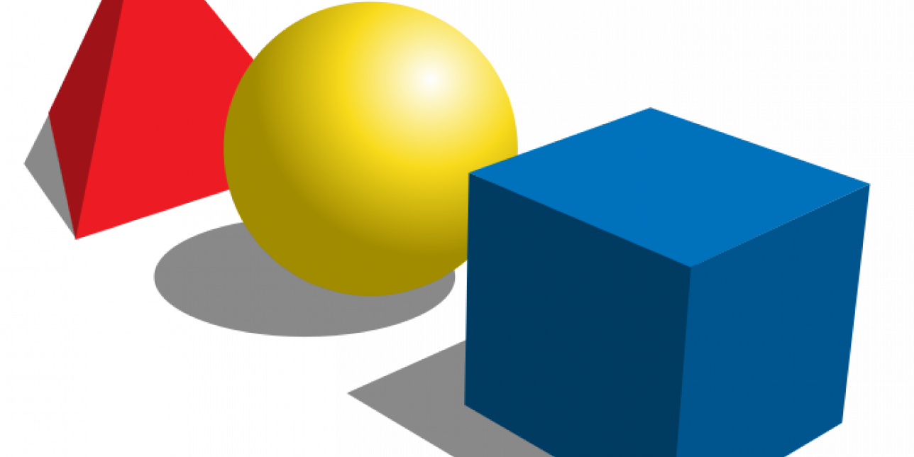 Pirámide, esfera y cubo