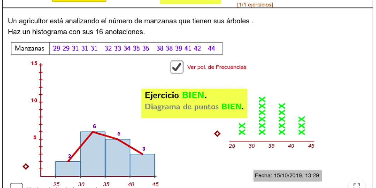 Propuesta interactiva en donde se presentan datos, y dos gráficos a ajustar en función de esos datos.