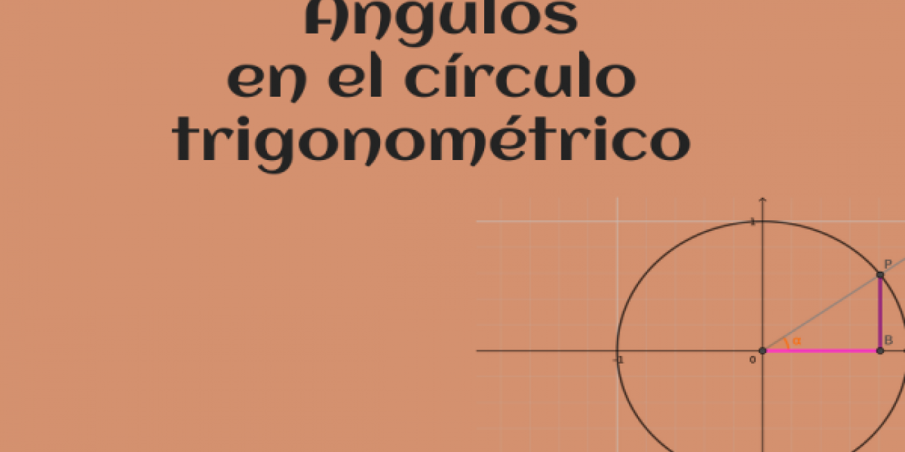 Contiene una leyenda:"  Angulos en el Círculo trigonométrico" y la imagen de un círculo trigonométrico