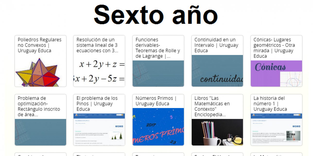 La imagen contiene imágenes de los recursos y el texto Recursos de Matemática Sexto año.