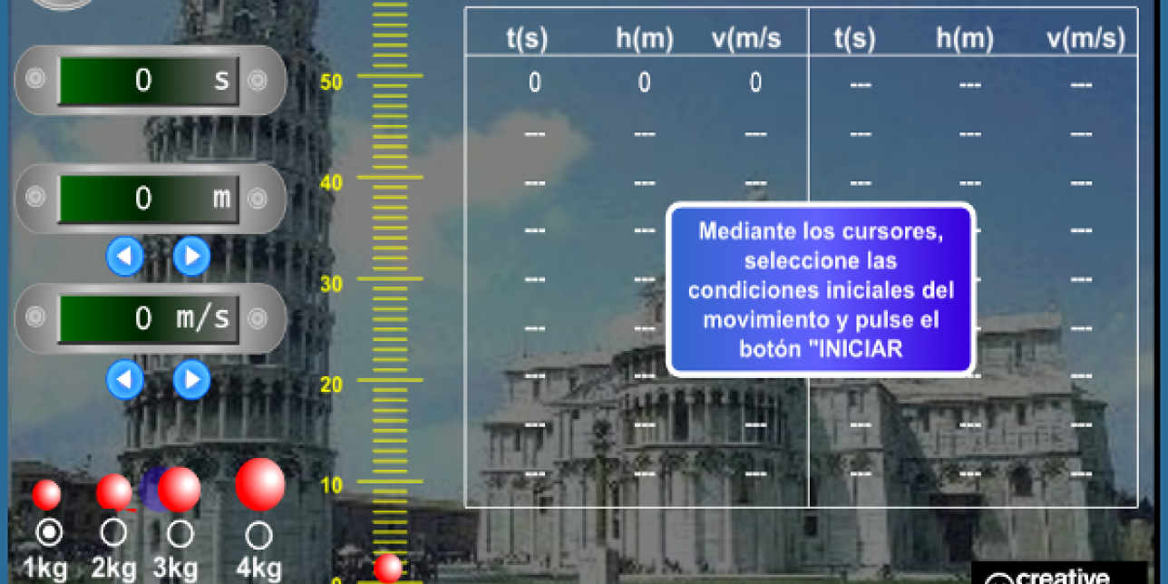 Captura de pantalla del simulador: movimiento en la vertical