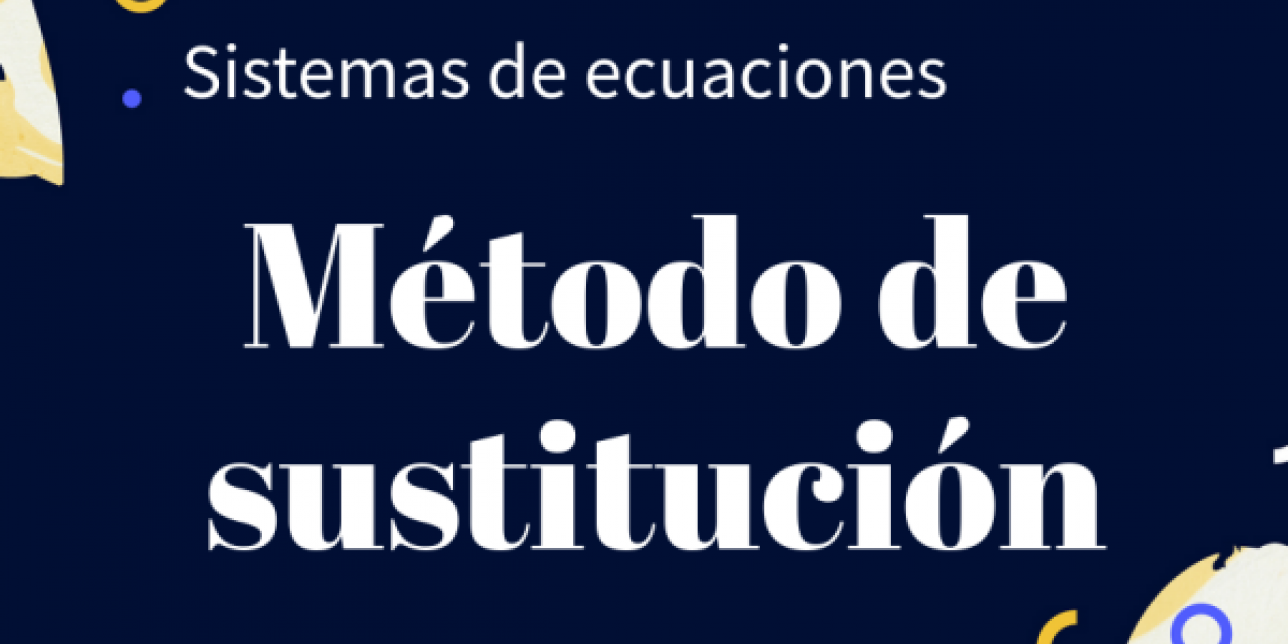 Contiene dos leyendas:"Sistemas de ecuaciones" , Método de sustitución.