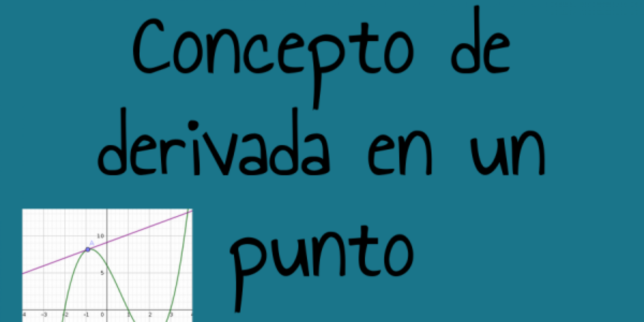 Contiene una leyenda: "Concepto de derivada en un punto"  y una imagen una función y una recta tangente.