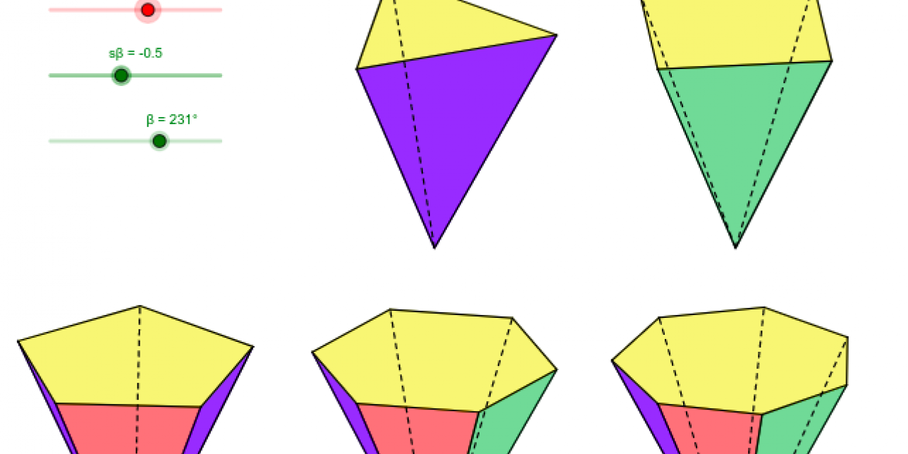 Pirámides con base de 3, 4, 5, 6 y 7 lados.