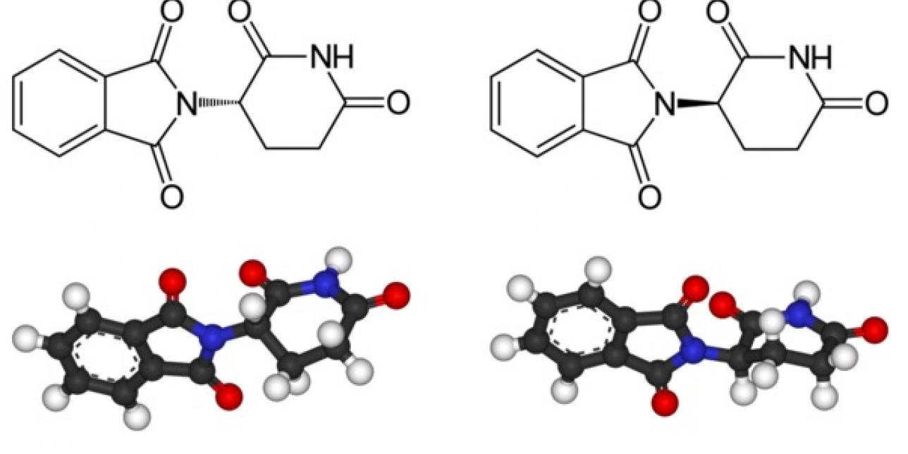 Estructura química de los enantiómetos de la talidomida 