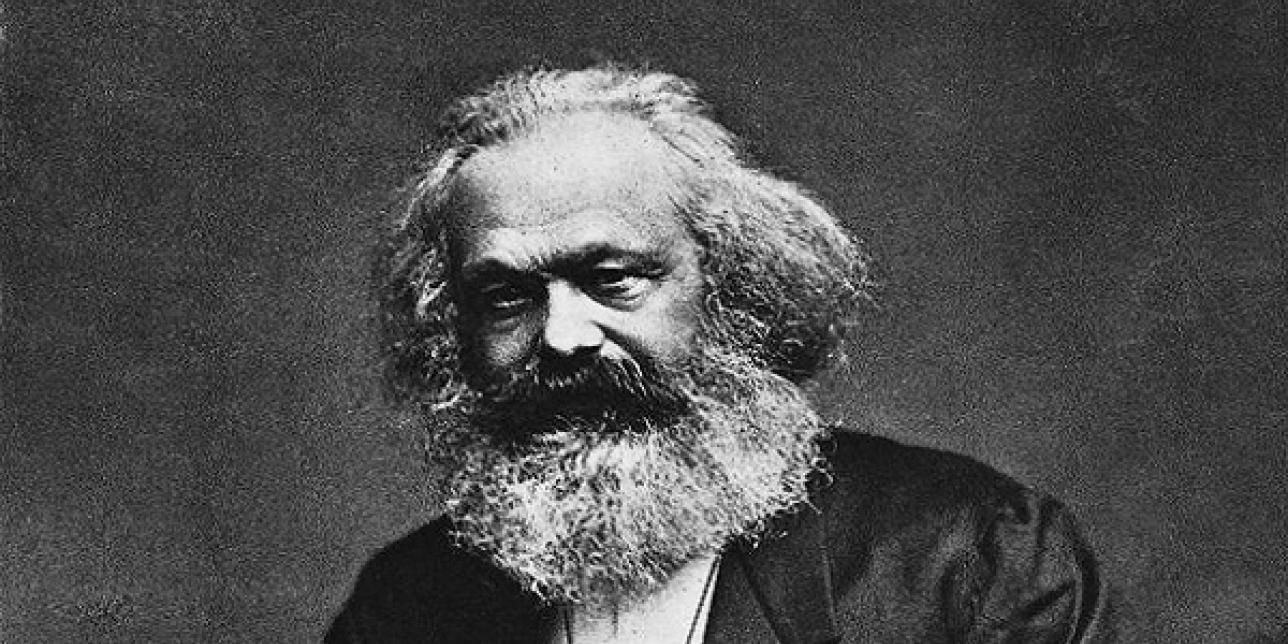Imagen de Karl Marx en blanco y negro