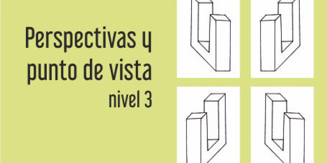 representación desde diferentes puntos de vista de un prisma hueco en perspectiva