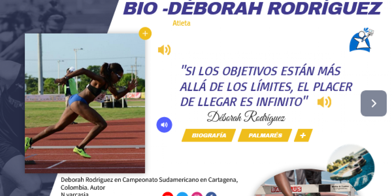 Portada con Déborah Rodrígez iniciando una carrera