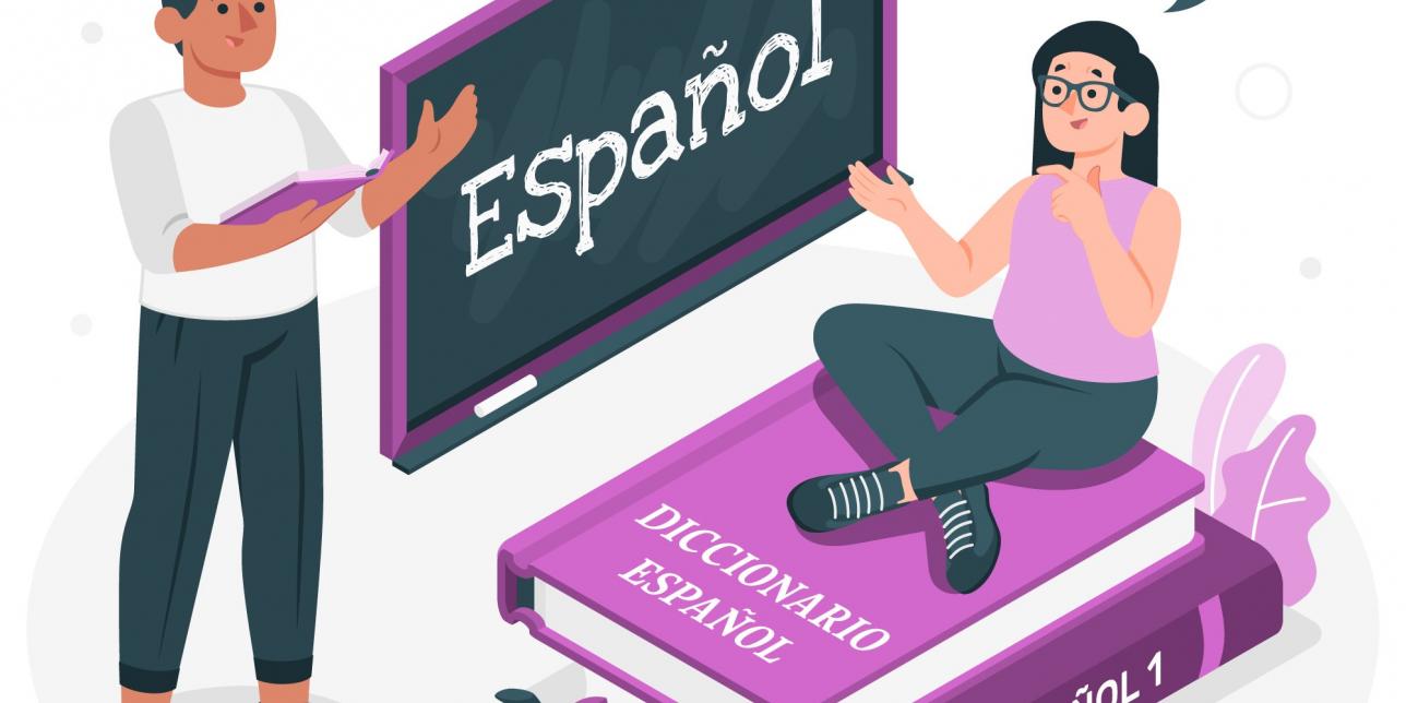 Pizarrón con la palabra español escrita en él