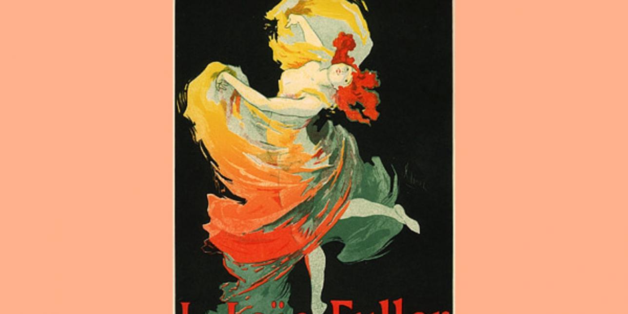 Imagen del afiche realizado por Jules Cheret, dónde aparece Loie Fuller bailando.