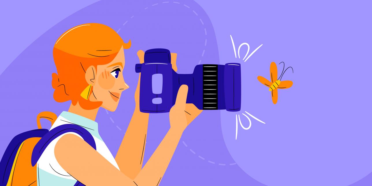 Imagen vectorial de mujer tomando fotografía