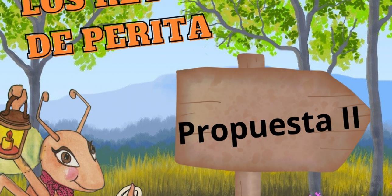 Perita en el bosque presentando "Los retos de Perita"