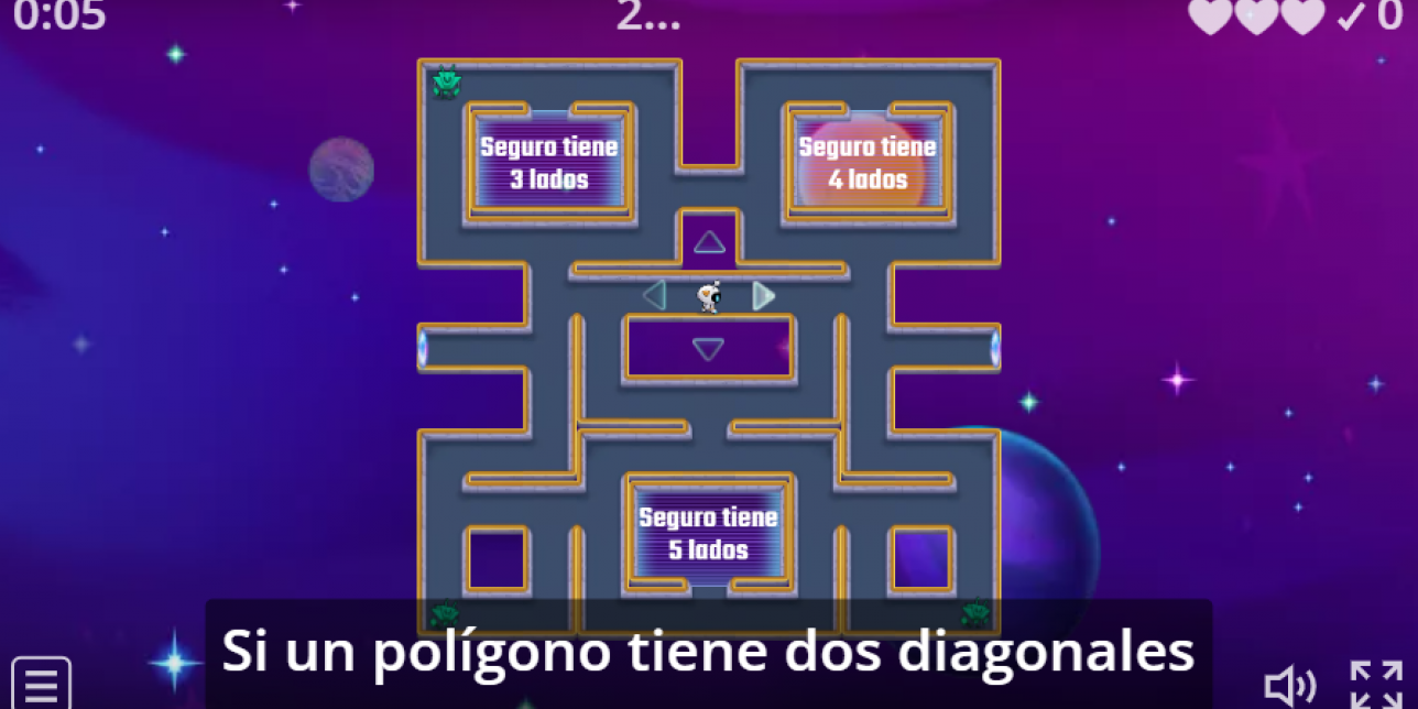 Captura del juego de laberinto de cantidad de diagonales de polígonos