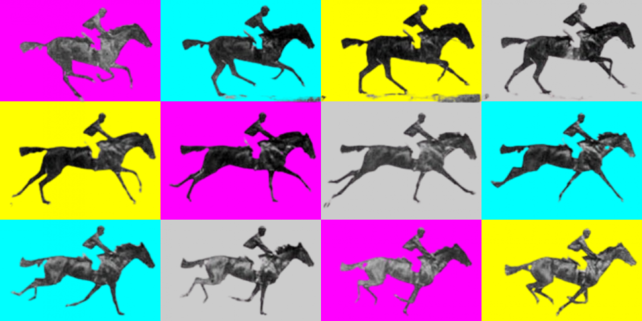 Imagen de la secuencia UN CABALLO AL GALOPE Y EL JINETE de  Eadweard Muybridge