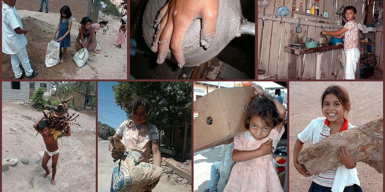 niños y niñas realizando diferentes trabajos