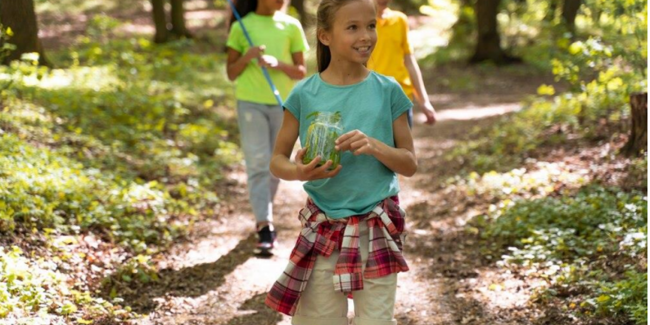 Niños investigando en la naturaleza