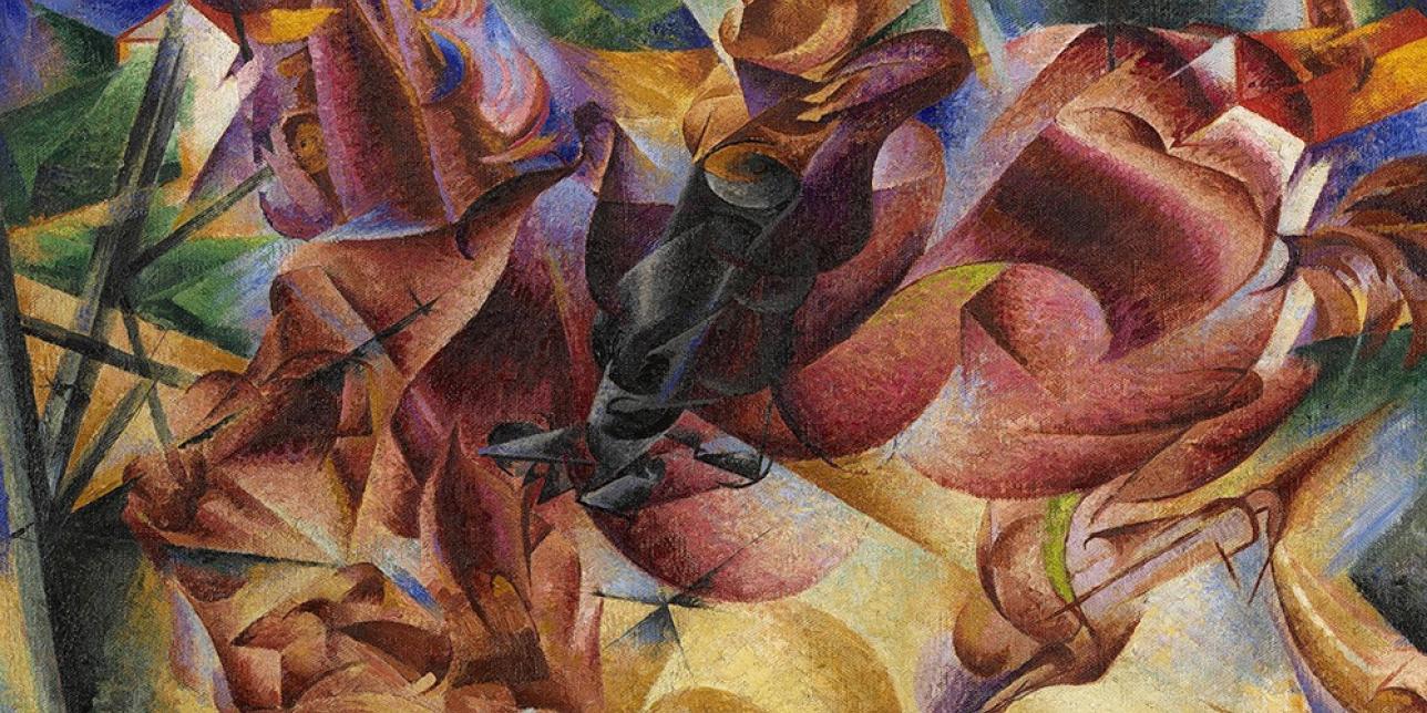 Pintura de muchos colores que expresa movimiento