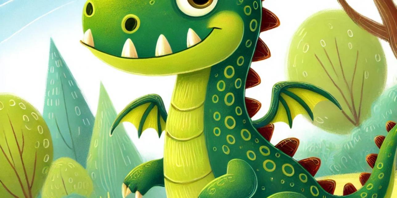 Ilustración. Protagonista del cuento, un dragón.