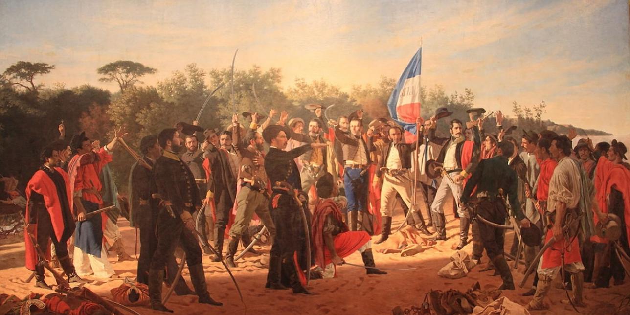 Imagen de la obra pictórica de Juan Manuel Blanes llamada Juramento de los Treinta y Tres Orientales