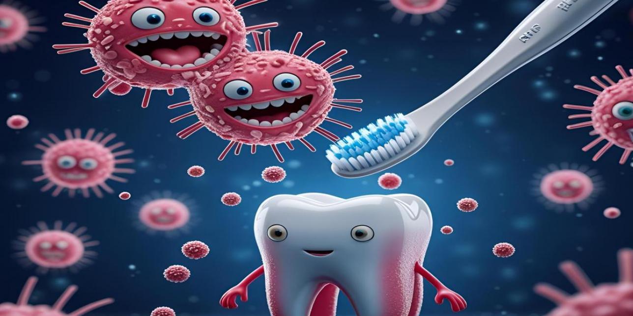 cepillo dental protegiendo a un diente de los gérmenes.